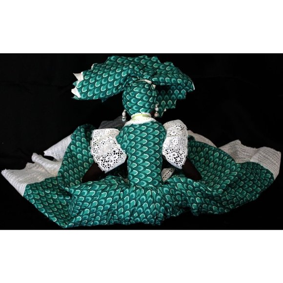 Caribbean Island Style Doll Green Dress Lace Trim Souvenir Ethnic New Orleans - Picture 7 of 12